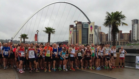 The start line of last years Bridges Of The Tyne 5 Mile Road Race (Newcastle Quayside)
