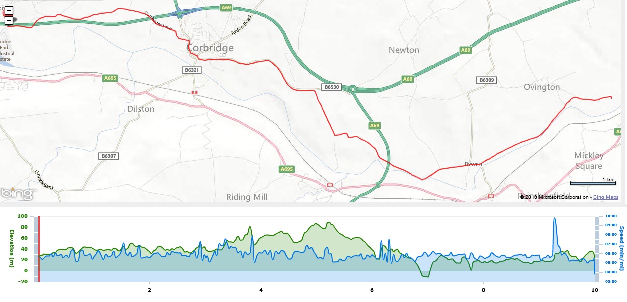 Tynedale 10M route and profile view.