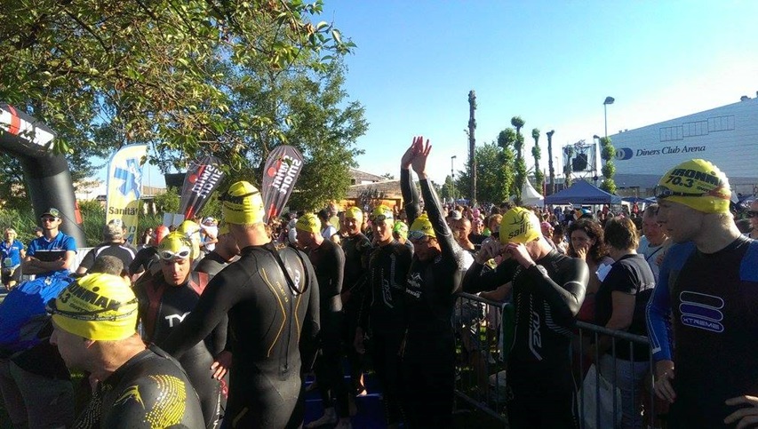 The start of the swim for my group age 35-39