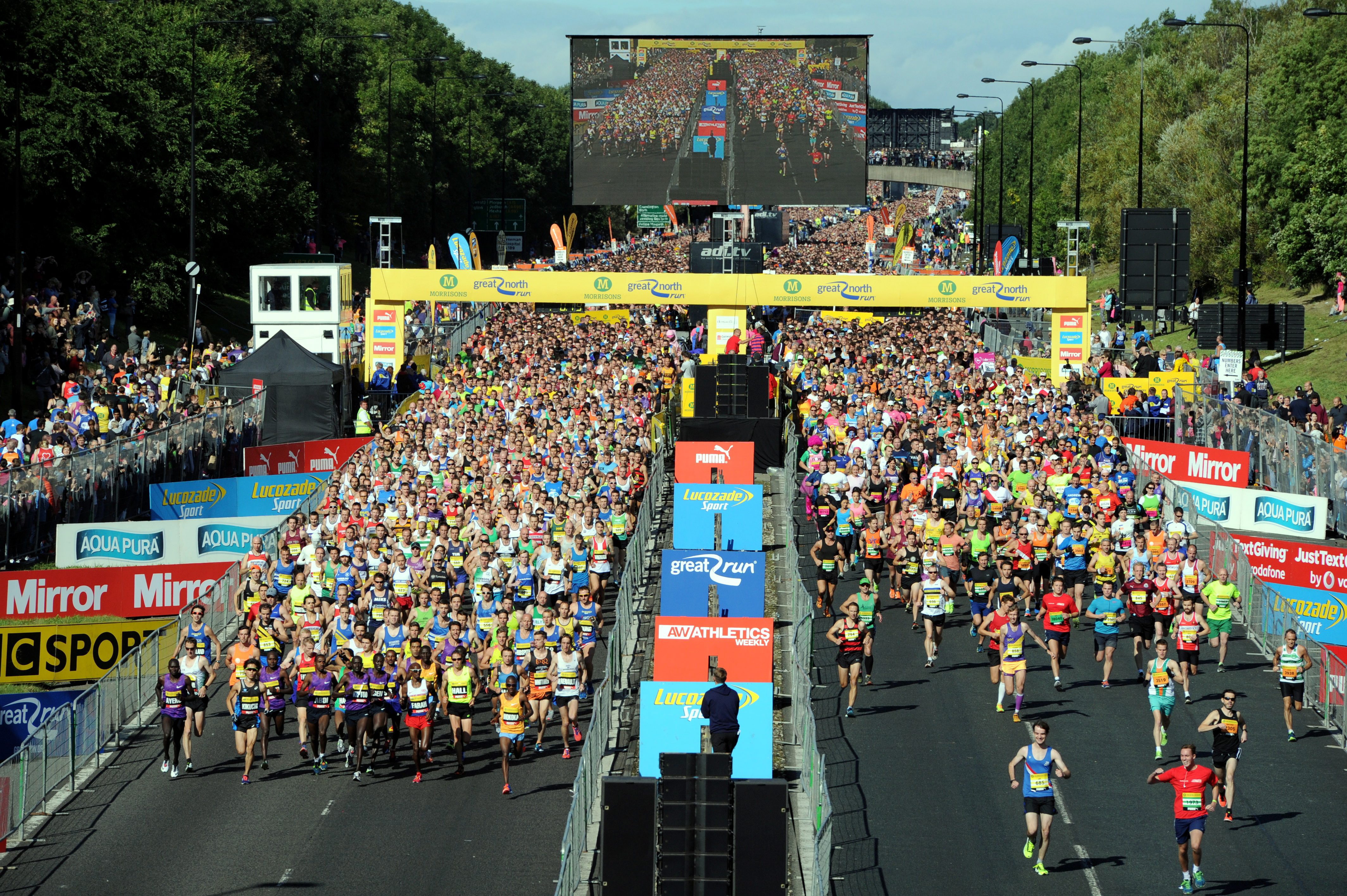 Dated: 13/09/2015 The 35th staging of the Morrisons Great North Run took place today (13 September). 57,000 people registered to take part in Britains biggest running event, a 13.1 mile course from Newcastle to South Shields. #NorthNewsAndPictures/2daymedia