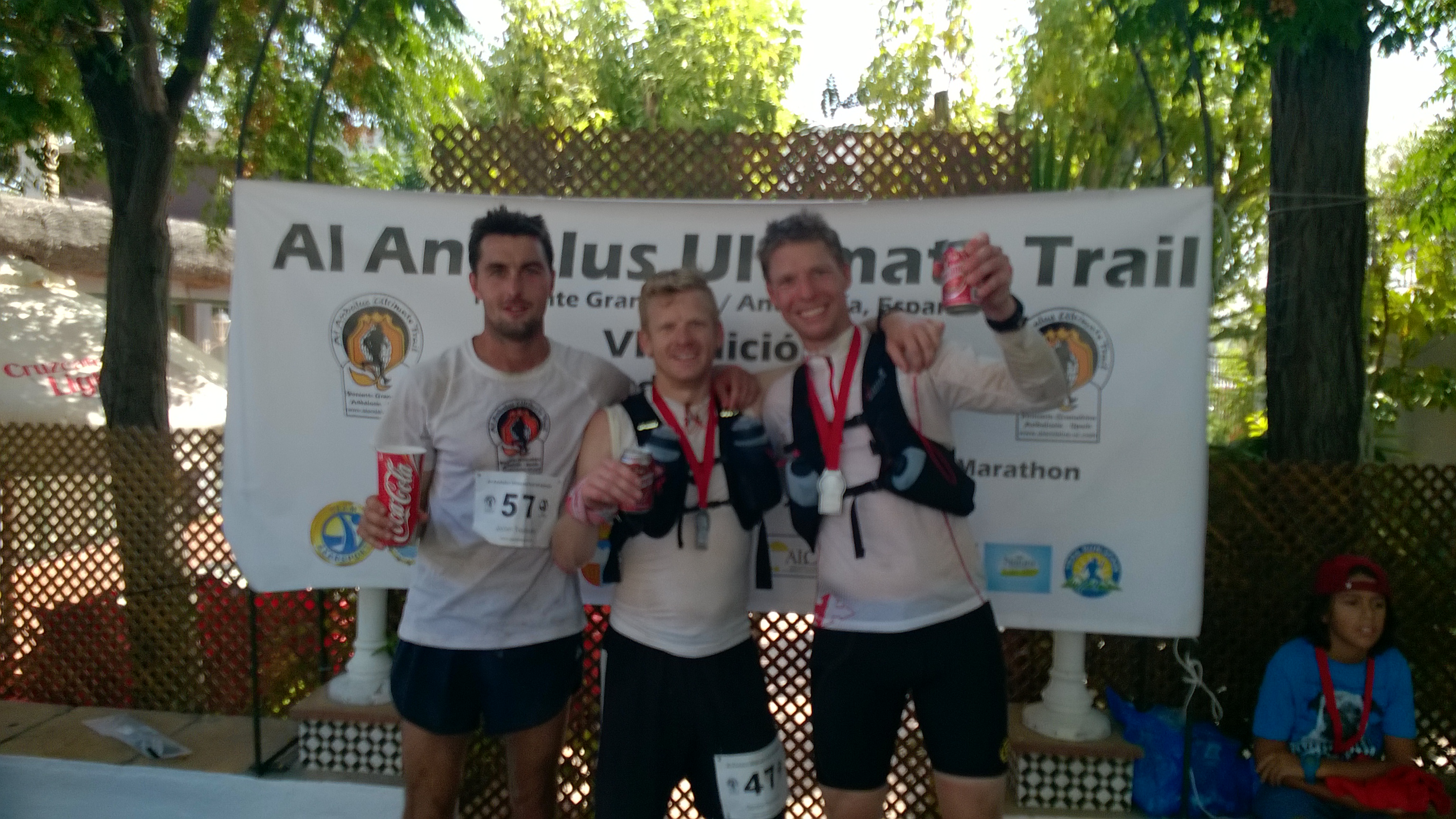 Simon (right) celebrating at the finish