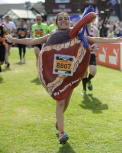 Georgia running dressed as an anatomical heart